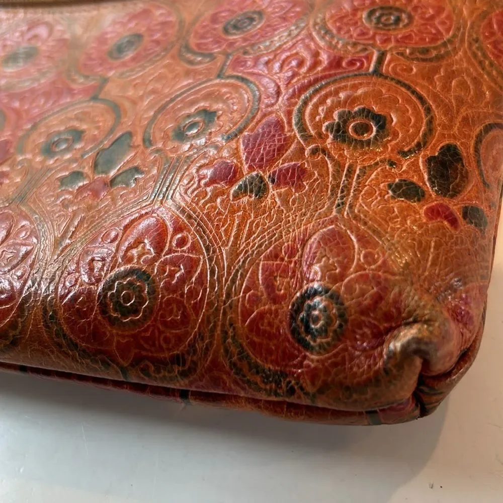 Leather clutch made in India with embossed print